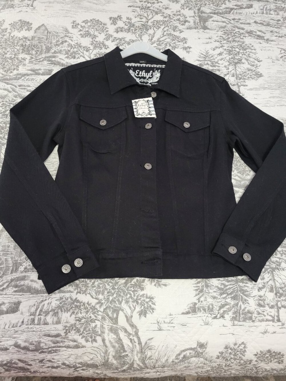Ethyl Vintage Black Denim Jeans Jacket Size Medium NWT